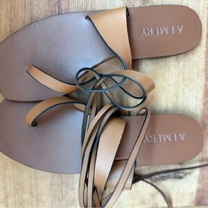 AEMERY Women's Tan Leather Sandals